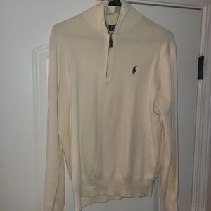 Polo by Ralph Lauren Men's Off-White Zip-Up Sweater Used Medium